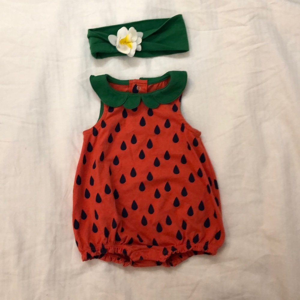 6-9m Cute Baby Strawberry Outfit